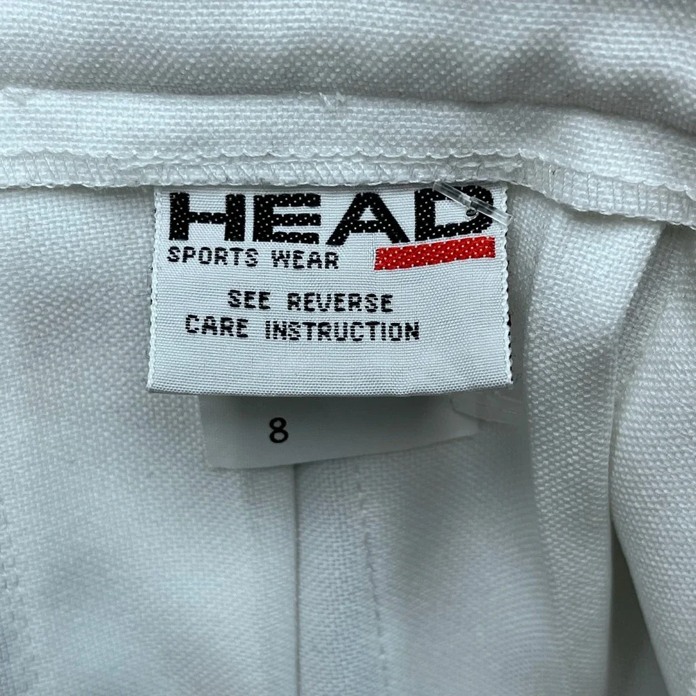 VTG Head Sports Wear White‎ Pleated Tennis Skirt Womens Size 8 Y2K Athletic Mini